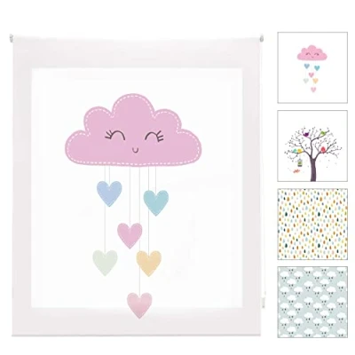 Image de Blindecor Digital Kids Store Enrouleur translucide avec Impression numérique Modèle Cloudsheart 130 x 180 cm Dimensions du Tissu 127 175