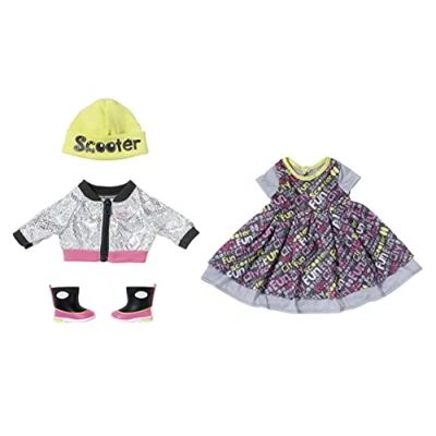 Image de BABY born City Ensemble Deluxe Pour poupées de 43cm les petites mains, jeu créatif, développe l’empathie &amp; aptitudes sociales, 3 ans + Contient 1 robe, veste, un chapeau des bottes