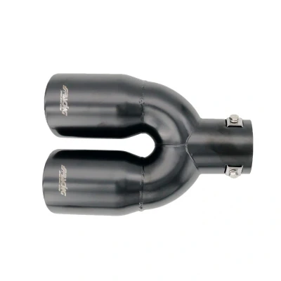 Image de Simoni Racing TRX/92N Embouts d&#039;Échappement 76mm noir rond, en forme de V Acier inoxydable 240mm