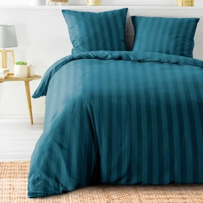 Image de douceur d&#039;intérieur, Parure 3 Pièces (240 x 220 cm) Cleo Bleu Nuit, Microfibre Unie