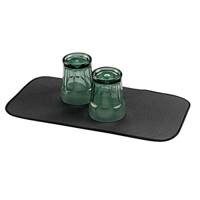 Image de iDesign iDry tapis de sechage, petit égouttoir vaisselle en polyester, évier fin pour un séchage rapide des assiettes, noir/blanc