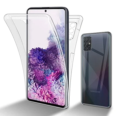 Image de cadorabo Coque Compatible avec Samsung Galaxy A71 5G en Transparent Étui pour téléphone Portable Complet à 360 Protection Avant et arrière complète d&#039;écran