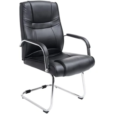 Image de Fauteuil Aria avec Accoudoirs Oscillant de Bureau en Similicuir Salle à Manger Rembourrée Noir