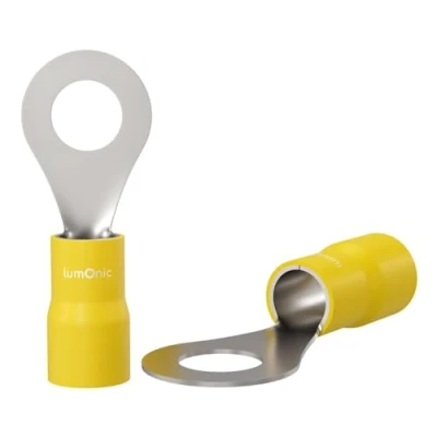 Image de Lumonic 25x Cosse à oeillet M6 partiellement isolée 4 6mm² I jaune Set de cosses, oeillets M6, cosses oeillet,