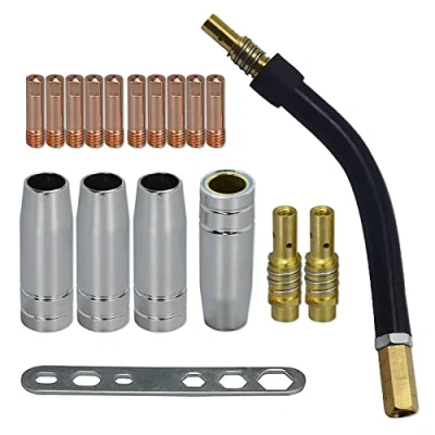 Image de RIVERWELD MB15 15AK pointe de Contact 0.9mm M6 et support pointes diffuseur tasse bouclier col torche pour soudage MIG 18 pièces