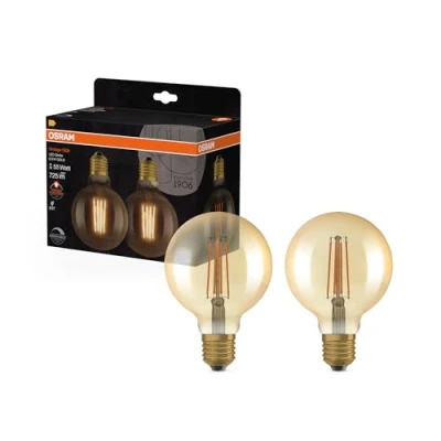 Image de OSRAM 1906 Édition Vintage, E27 base, verre doré ,Blanc chaud (2400K), 725 Lumen, Remplacement de la traditionnelle 55W Ampoules 2 Pack