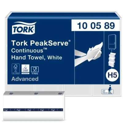 Image de Tork PeakServe® Essuie mains continus™ blancs H5, qualité advanced, comprimés, 12 x 270 feuilles, 100589