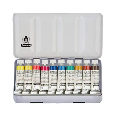 Image de Schmincke HORADAM® AQUARELL, Coffret avec 10 Nuances aquarelles Extra Fines, Assortiment de Base, 74510097, en métal, x Tubes 15 ML