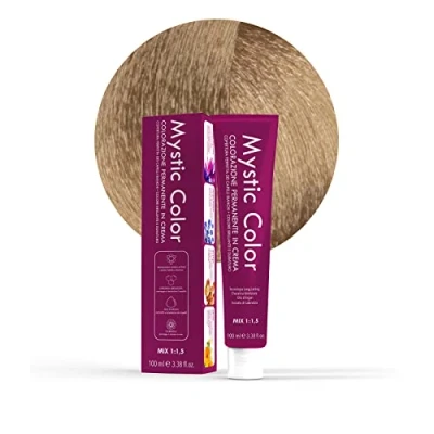 Image de Mystic Color, Coloration Cheveux, Formule Enrichie en Huile d&#039;Argan et Calendula, Crème Colorante Permanente Longue Durée, Blond Clair Intense 9.0, 100 ml