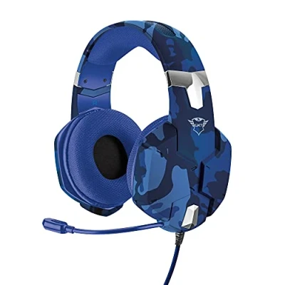 Image de Trust GXT 322B Carus Casque Avec fil Arceau Jouer Noir, Bleu Neuf