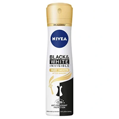 Image de NIVEA Black &amp; White Invisible Silky Smooth spray anti transpirant (6 x 150 ml), déodorant après rasage 48 heures pour femme, femme