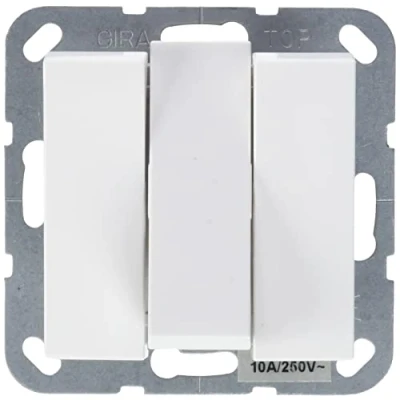 Image de Gira 284403 Bouton Poussoir Triple Contact unipolaire Système 55 Blanc