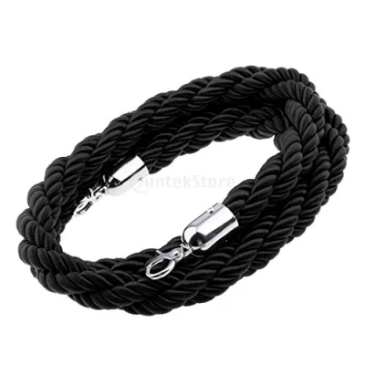 Image de kesoto Corde de Barrière Diviseur Files d&#039;Attente 1.5m Torsadée Cordon Séparation pour Poteaux Guidage Noir