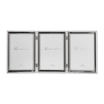Image de Lawrence Frames Cadre photo triple à charnière (vertical) en métal plaqué argent avec perles délicates, 12,7 x 17,8 cm