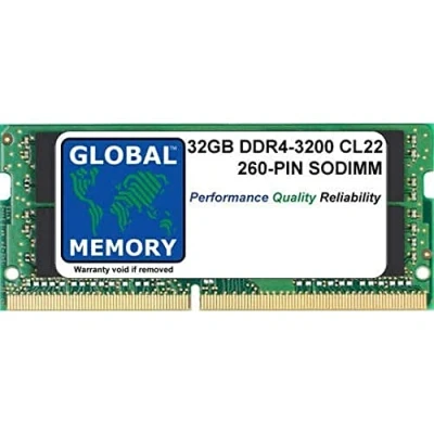 Image de GLOBAL MEMORY 32Go DDR4 3200MHz PC4 25600 260 PIN SODIMM MÉMOIRE RAM pour Ordinateurs Portables