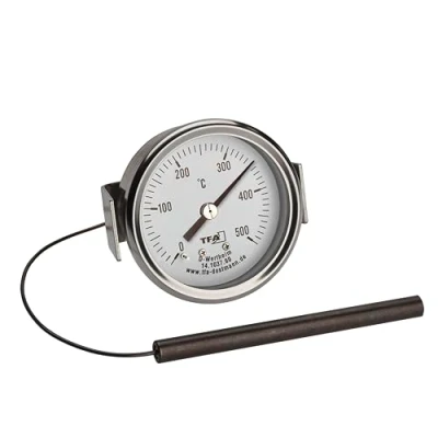 Image de TFA Dostmann Thermomètre analogique, acier inoxydable, jusqu&#039;à 500C, 14.1037, pour four à pizza, pierre, bois ou le gril/smoker, sonde câble, pièce de rechange accessoire, argenté