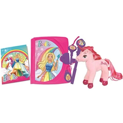 Image de Lexibook Unicorn Mattel Barbie, Journal Intime électronique Lumineux et sonore avec Licorne en Peluche, carnet, clé, Stylo médaillon Magiques, Jouet pour Filles, Rose/Violet, SD15BBY, Moyen