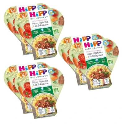 Image de Hipp Biologique Les Pré Maternelles Pâtes Alphabet à la Bolognaise dès 12 Mois 6 assiettes de 230 g