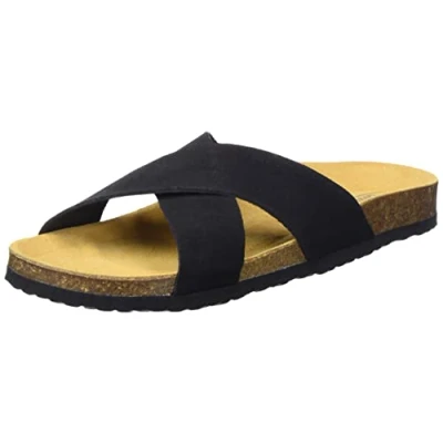 Image de ONLY SHOES Femme ONLMADISON 1 Cross Suede Slip on Sandale Plate, Black, 36 EU