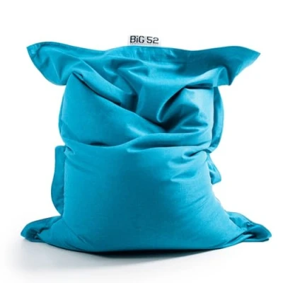 Image de LIVEDECO Pouf Géant Lin Intérieur Salon, Déhoussable, Cocooning Bleu Turquoise BiG52