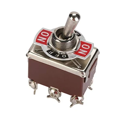 Image de 5PCS Interrupteur à Bascule, DPDT 250V 15A 6 Broches 3 Positions Terminal ON OFF Levier en Métal 12mm Trou De Montage, Changer Source D&#039;Alimentation