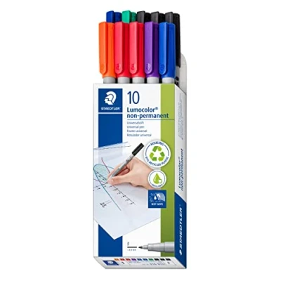 Image de Staedtler Feutre pour transparent UNIVERSALST. LUMOCOLOR non permanent 316 B10 rouge, bleu, vert, noir, orange, lil