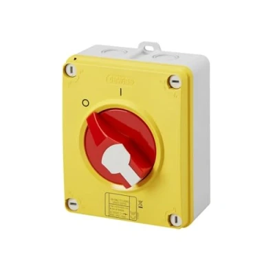 Image de Gewiss INTERRUPTEUR SECTIONNEUR HP URGENCE en BOÎTIER ISOLANT 16A 4P POIGNÉ ROUGE CADENASSABLE IP66/67/69