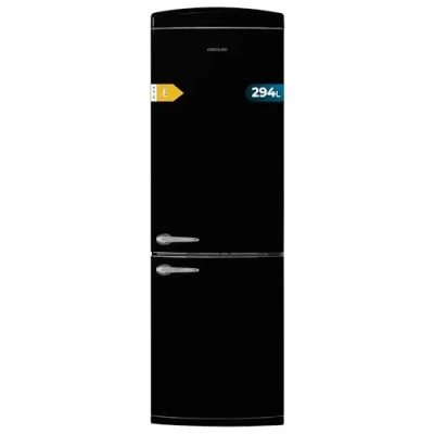 Image de Cecotec Réfrigérateur rétro Bolero CoolMarket Combi Origin 294+ Black E. 294L, 190x60cm, Total No Frost, Multi Cooling, Fast Freezing.