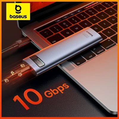 Image de boîtier SSD Baseus M2 Nvme Sata double protocole M.2 vers USB Type C 3.2 Gen 2 Portable PC externe