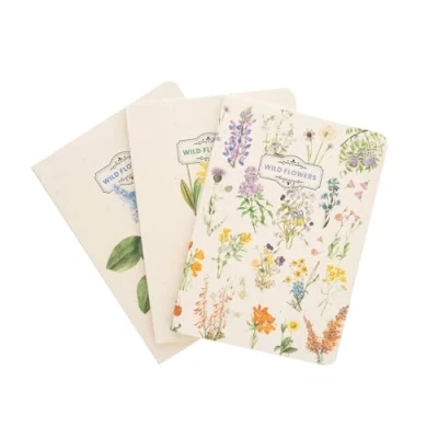 Image de Grupo Erik Lot de 3 Carnets Wild Flowers, Carnet Notes A6, Notebook, Voyage, Recettes, Journal Intime