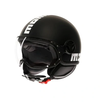 Image de MOMODESIGN FGTR Classic E2206, Jet Helmet, Casque Ouvert pour Motos et Scooters, Hommes Femmes, Matt Black/White, L