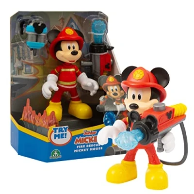 Image de DISNEY MICKEY, Figurine Pompier 15 cm, articulée, avec Sac à Dos Canon Eau et Boule Eau, Jouet pour Enfants dès 3 Ans, MCC20