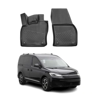 Image de Tapis de Sol Compatible avec Caddy 2020 2023 Caoutchouc TPE Noir