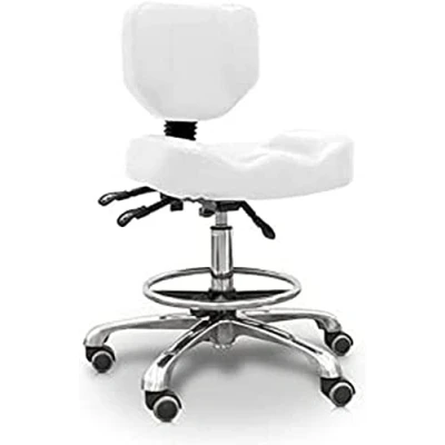 Image de QUIRUMED Tabouret hydraulique avec Dossier, siège inclinable et Repose Pieds Blanc