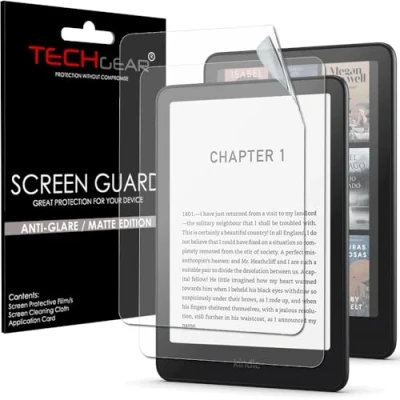 Image de TECHGEAR Lot de 2 films protecteurs d&#039;écran mats pour Amazon Kindle Paperwhite/Signature/Kids/Kindle Colorsoft (version 2024/12ème génération) anti reflets et