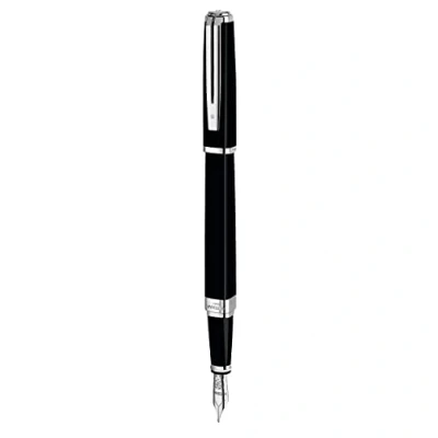 Image de Waterman Exception stylo plume fin noir avec clip plaqué argent fine cartouche d&#039;encre bleue coffret cadeau