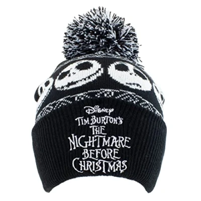 Image de The Nightmare Before Christmas Beanie Pom Basic Snow Casquette, Multicolore, Taille Unique Mixte