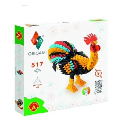 Image de origami 3D 501841 Coq Belle sculpture en papier avec composants brevetés et instructions de montage compréhensibles, 517 pièces, 13 x 18 17 cm, à partir 8 ans