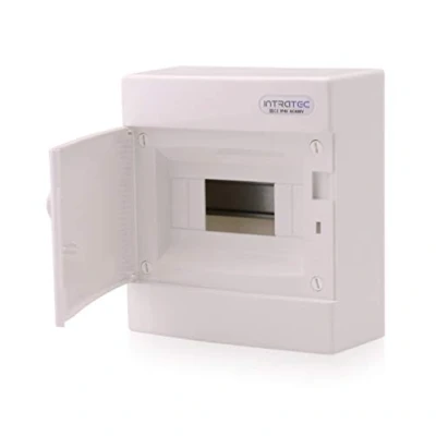 Image de Boîte à fusibles en saillie IP40 Boîtier de distribution 1 rangée jusqu&#039;à 8 modules Porte blanche pour installation pièce sèche dans la maison