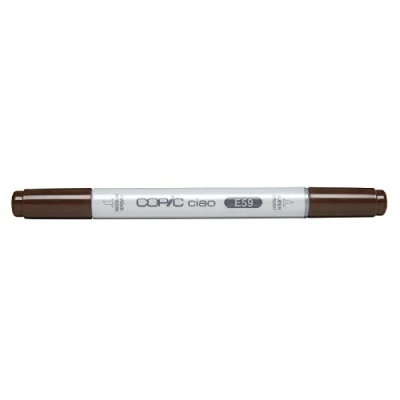 Image de COPIC Ciao E59, Walnut, Twin Marker avec une pointe de largeur moyenne et « brush ».