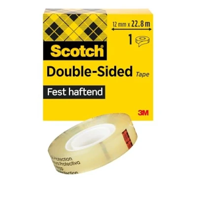 Image de Scotch Ruban Adhésif Double Face Transparent, 1 Rouleau, 12 mm x 22,8 m Idéal pour le Bureau et l&#039;École