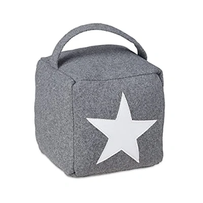 Image de Relaxdays 10022826_709 Cale poignée bloqueur Tissu étoile Sable arrêt butoir de Porte, Polyester, Gris, 15 x 20 cm