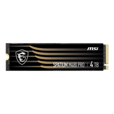 Image de MSI SPATIUM M480 Pro PCIe 4.0 NVMe M.2 4TB Disque SSD Interne 4 to, M.2, Lecture 7400 MB/s &amp; Écriture 7000 MB/s, 3D NAND, Sécurité des Données Intégrée, Garantie 5 Ans (3000 TBW)