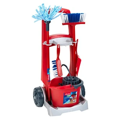 Image de Theo Klein 6741 Chariot de ménage Vileda avec balaà Franges,Seau et Beaucoup d&#039;autres Accessoires en Design Dimensions du 29cm x 24cm 60cm Jouet pour Enfants à partir 3 Ans