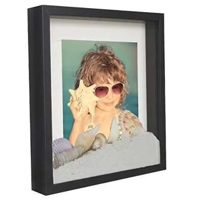 Image de 28 x cm Box 3D Cadre Photo avec Passe Partout 20 cm, Noir