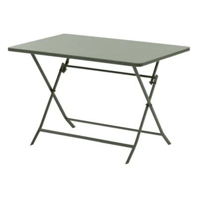 Image de Table de jardin pliante rectangulaire &quot;Greensboro&quot; vert laurier 4 places en acier Hespéride Unique