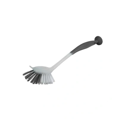 Image de Homéa, Brosse Vaisselle Plastique Embout Grattoir et Ventouse 7X29 cm Anthracite