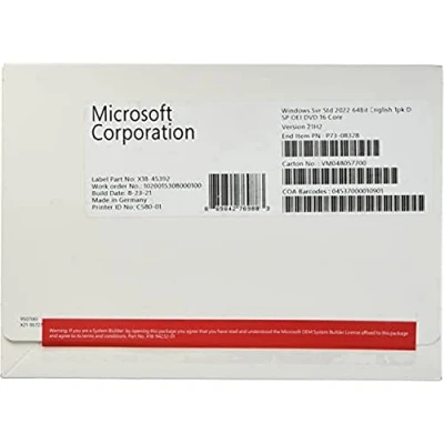 Image de MICROSOFT SW OEM Win SVR 2022 STD/ENG 64B 1PK 16CR P73 08328 MS