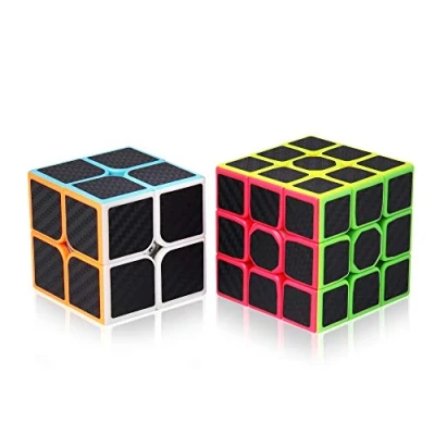 Image de ROXENDA Speed Cube Set, de Vitesse 2X2 3X3 Magique Original avec Instruction(Fibre Carbone)
