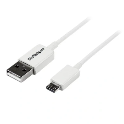 Image de StarTech.com Câble Micro USB 2 m A vers B Cordon 2.0 1x (M) Blanc 2m (USBPAUB2MW)